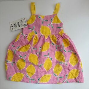 Zara 2T NWT Pink and Yellow Lemon Print Sundress